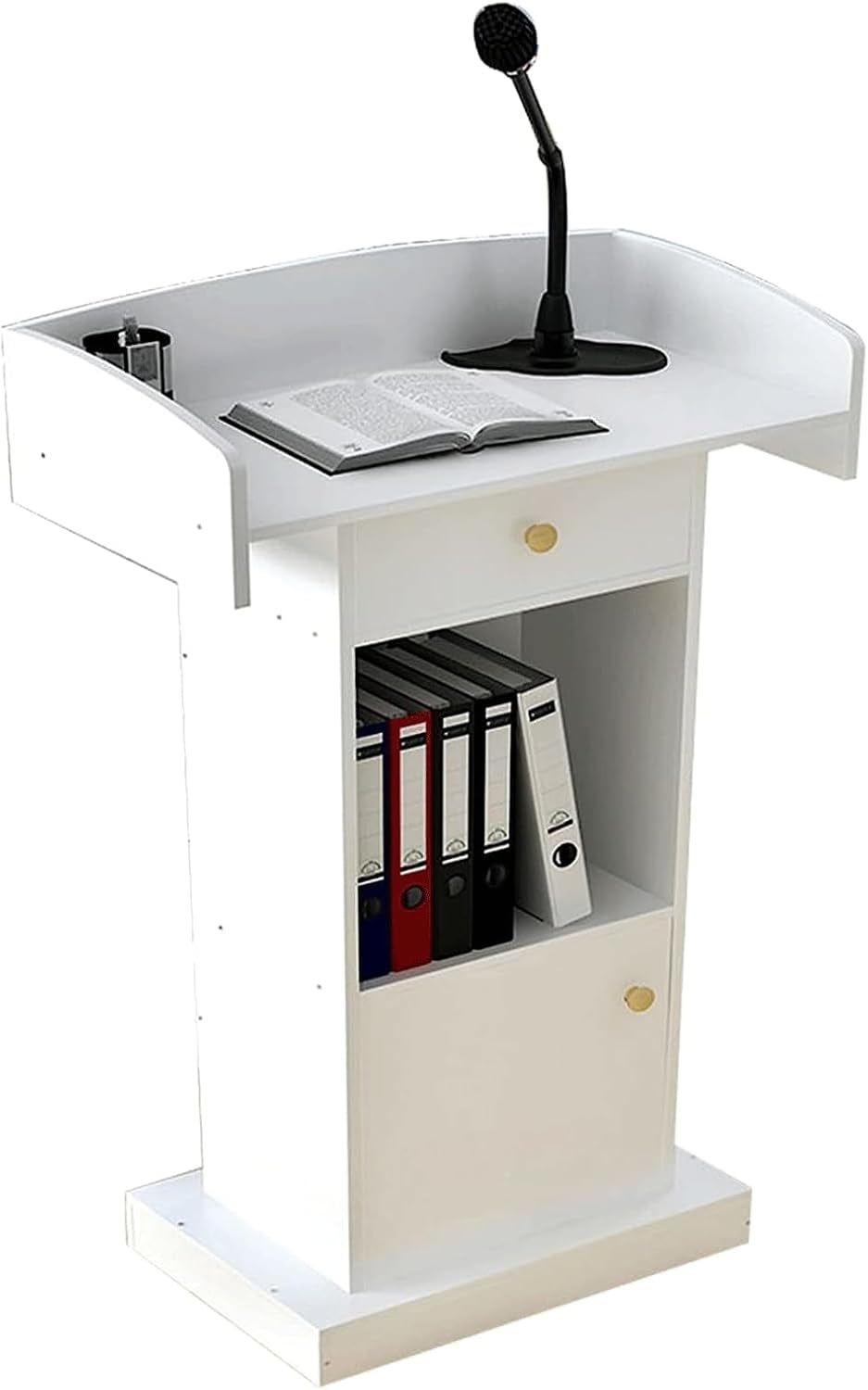 Wood Podium Stand W/Spacious Drawer Pulpits for Churches 48.8In Height Floor Lectern Reception Desk for Hotels Seminars Weddings Classrooms