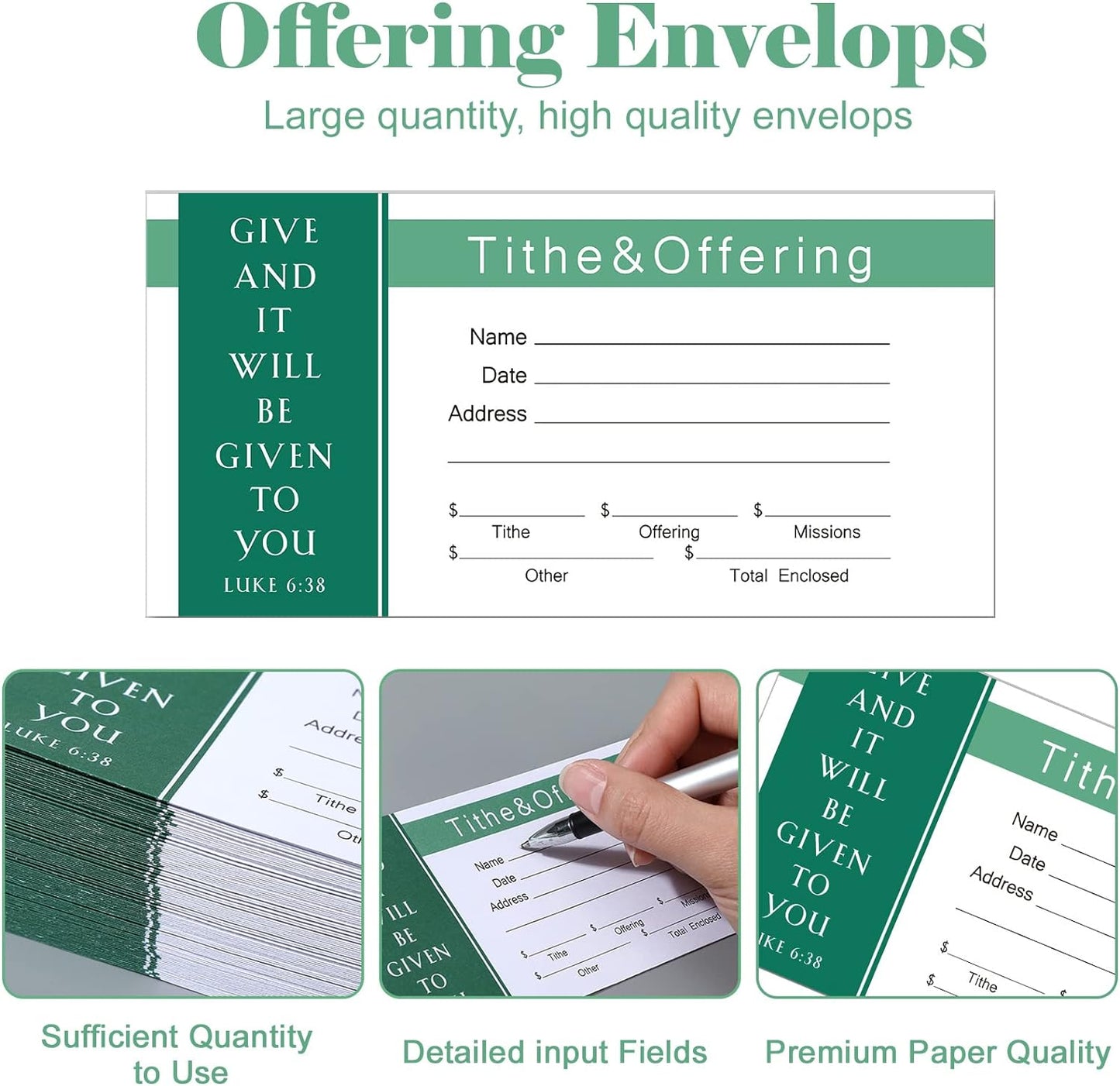500 Count Tithes and Offering Envelopes for Church Offering Donation Envelopes Tithing Envelope My Offering Bill Size Envelope Checks and Cash Envelopes for Tithes and Offerings (Stylish)