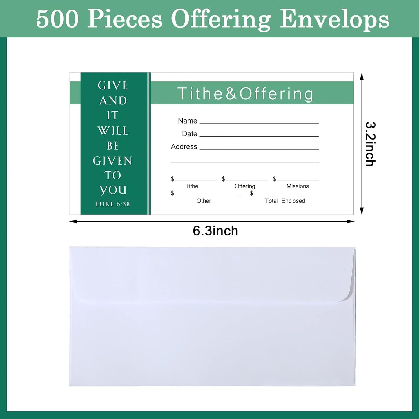 500 Count Tithes and Offering Envelopes for Church Offering Donation Envelopes Tithing Envelope My Offering Bill Size Envelope Checks and Cash Envelopes for Tithes and Offerings (Stylish)