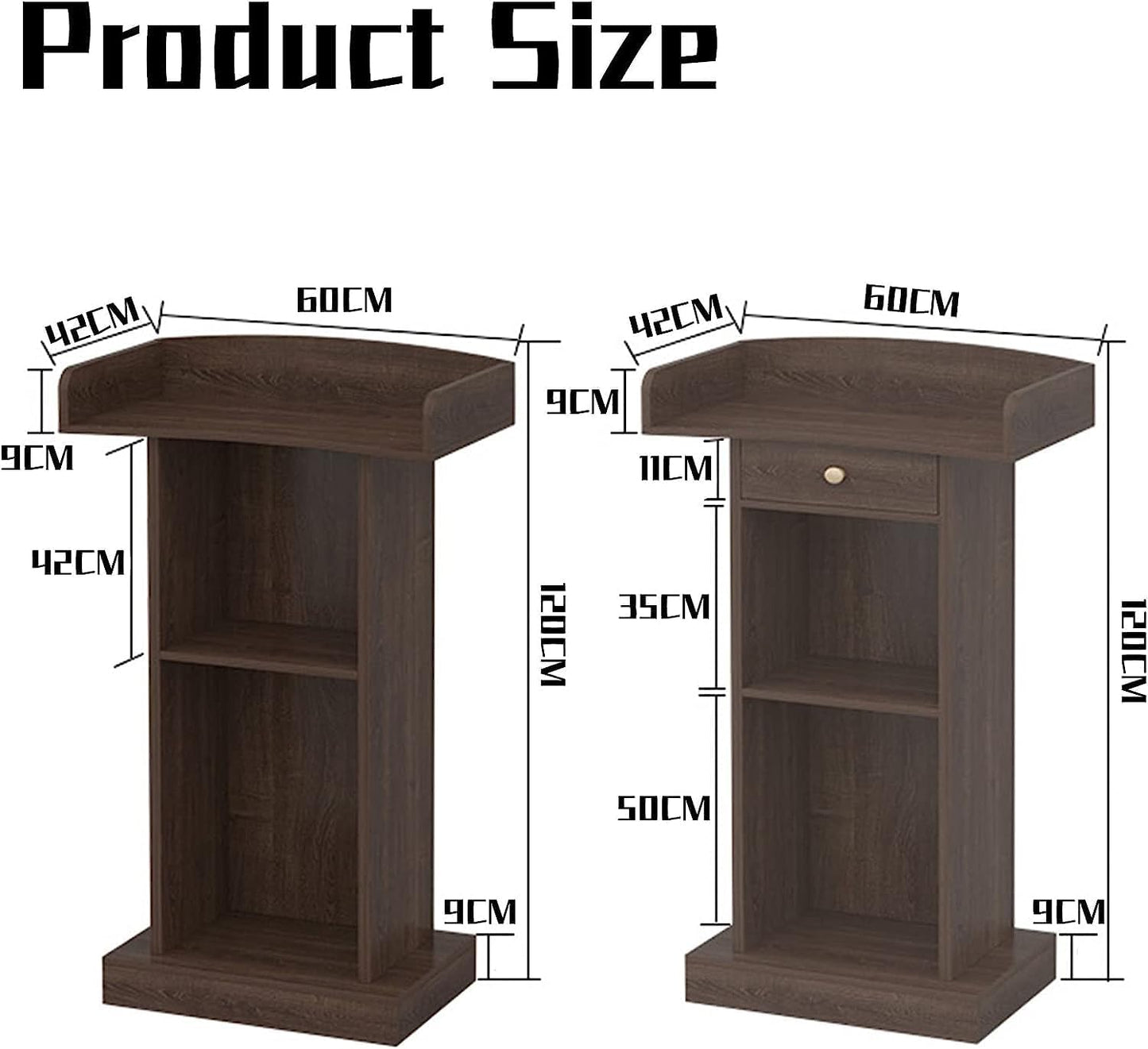 Wood Podium Stand W/Spacious Drawer Pulpits for Churches 48.8In Height Floor Lectern Reception Desk for Hotels Seminars Weddings Classrooms