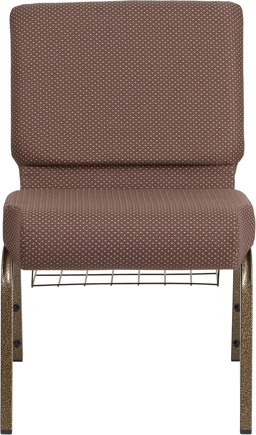 4 Pack HERCULES Series 21''W Church Chair in Brown Dot Fabric with Book Rack - Gold Vein Frame