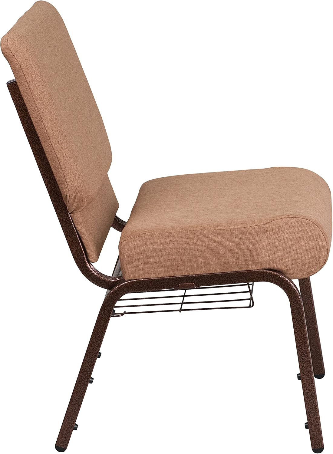 4 Pack HERCULES Series 21''W Church Chair in Caramel Fabric with Cup Book Rack - Copper Vein Frame