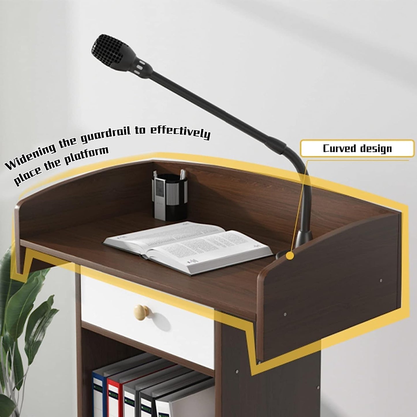 Wood Podium Stand W/Spacious Drawer Pulpits for Churches 48.8In Height Floor Lectern Reception Desk for Hotels Seminars Weddings Classrooms