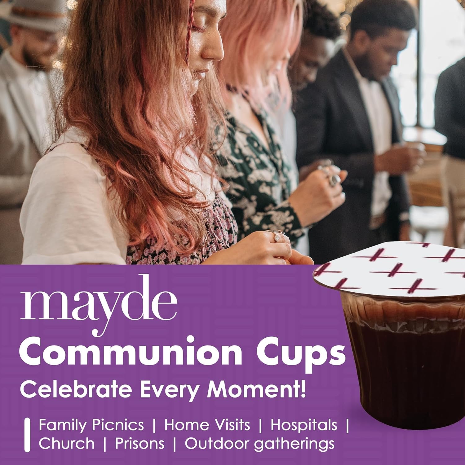 New Covenant Pre-Filled Communion Cups and Wafer Set (100 Count), Prefilled Double Lid Communion Cups Containing Concordia Grape Juice & Wafer Set with 1 Year Shelf Life