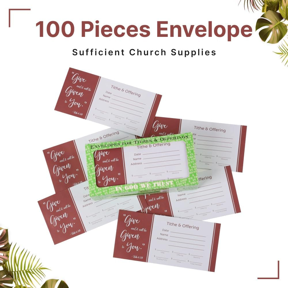 Cash Envelopes for Tithes and Offering Church Supplies Pack of 100 - GIVE (NIV Scripture) Tithe Offering Envelopes for Church Fits Cash & Coins Envelopes for Checks