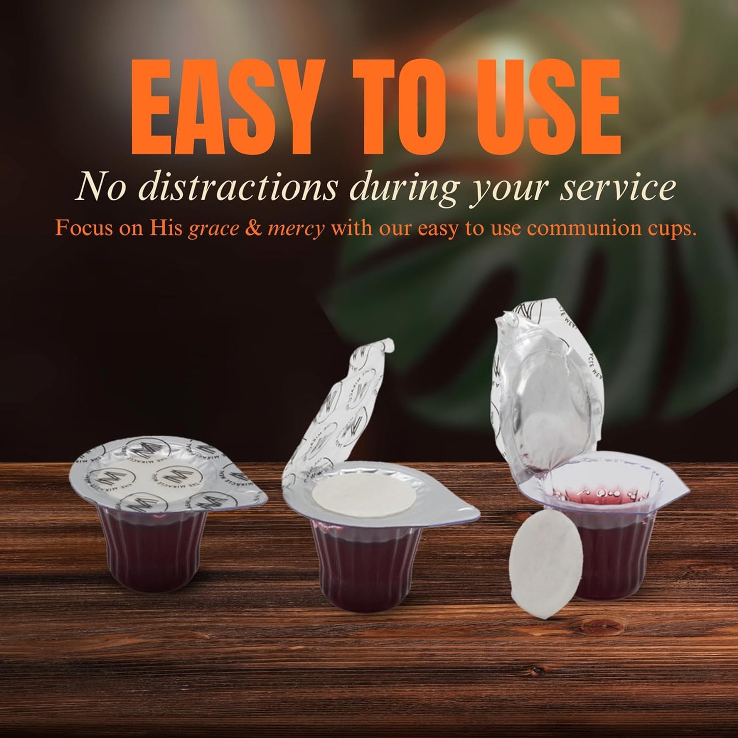 Pre-Filled Communion Cups with Wafer & Juice - Pack of 100