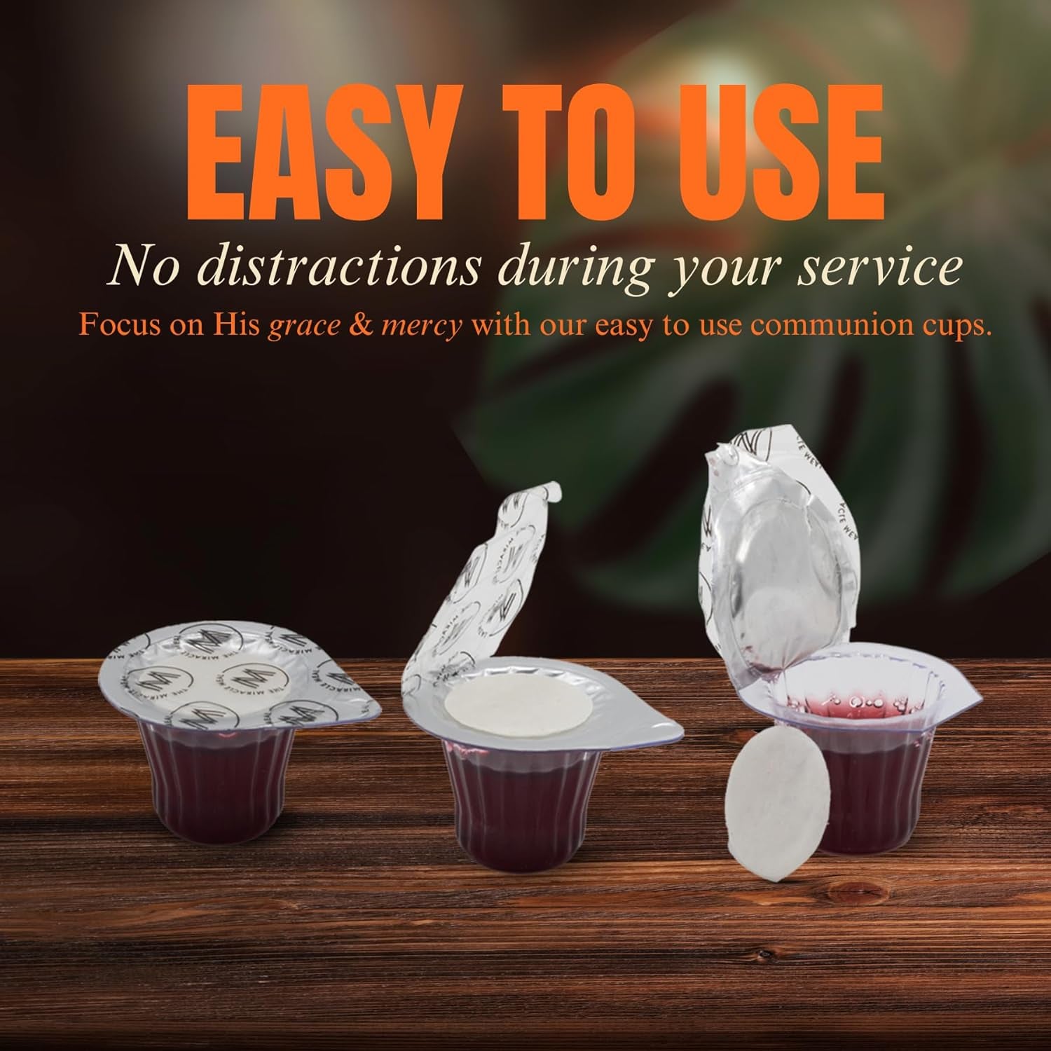 Pre-Filled Communion Cups with Wafer & Juice - Pack of 100