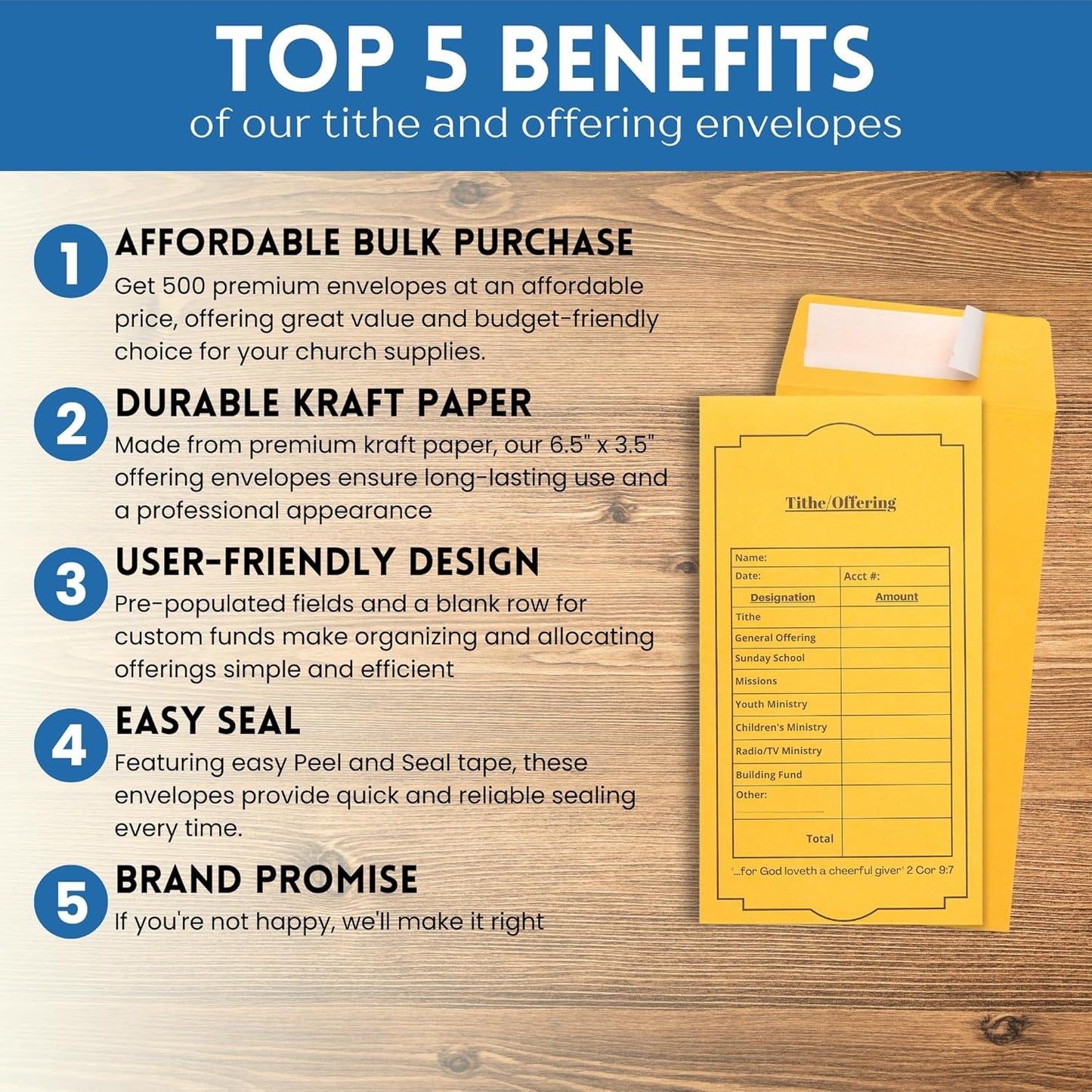 500 CT Tithe and Offering Envelopes for Church | Church Offering Envelopes | Tithe Envelopes for Church | Tithing Envelopes | Church Envelopes for Offering