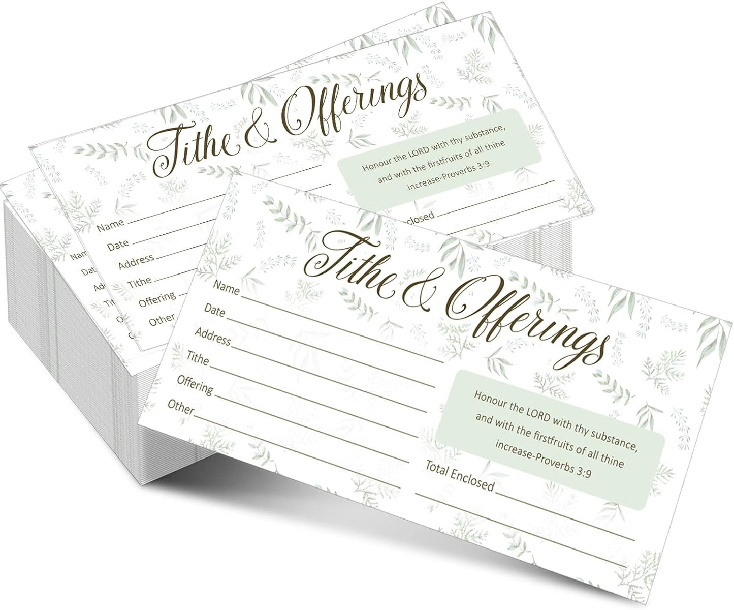 200 Pieces Church Offering Envelopes My Offering Bill Size Envelope Church Offering Tithe Envelopes for Donations, Religious Occasions (Leaves Style)