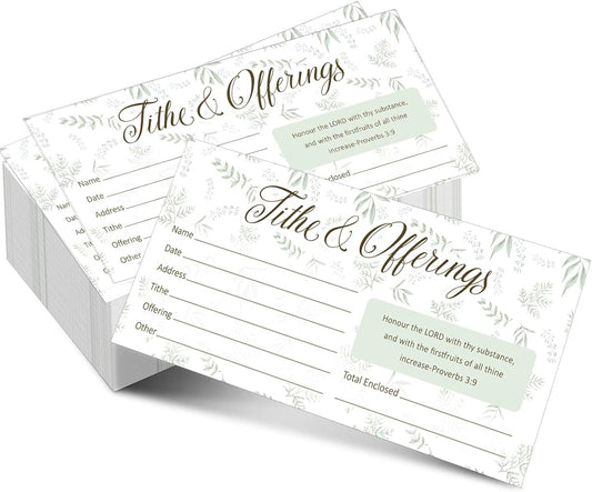 200 Pieces Church Offering Envelopes My Offering Bill Size Envelope Church Offering Tithe Envelopes for Donations, Religious Occasions (Leaves Style)