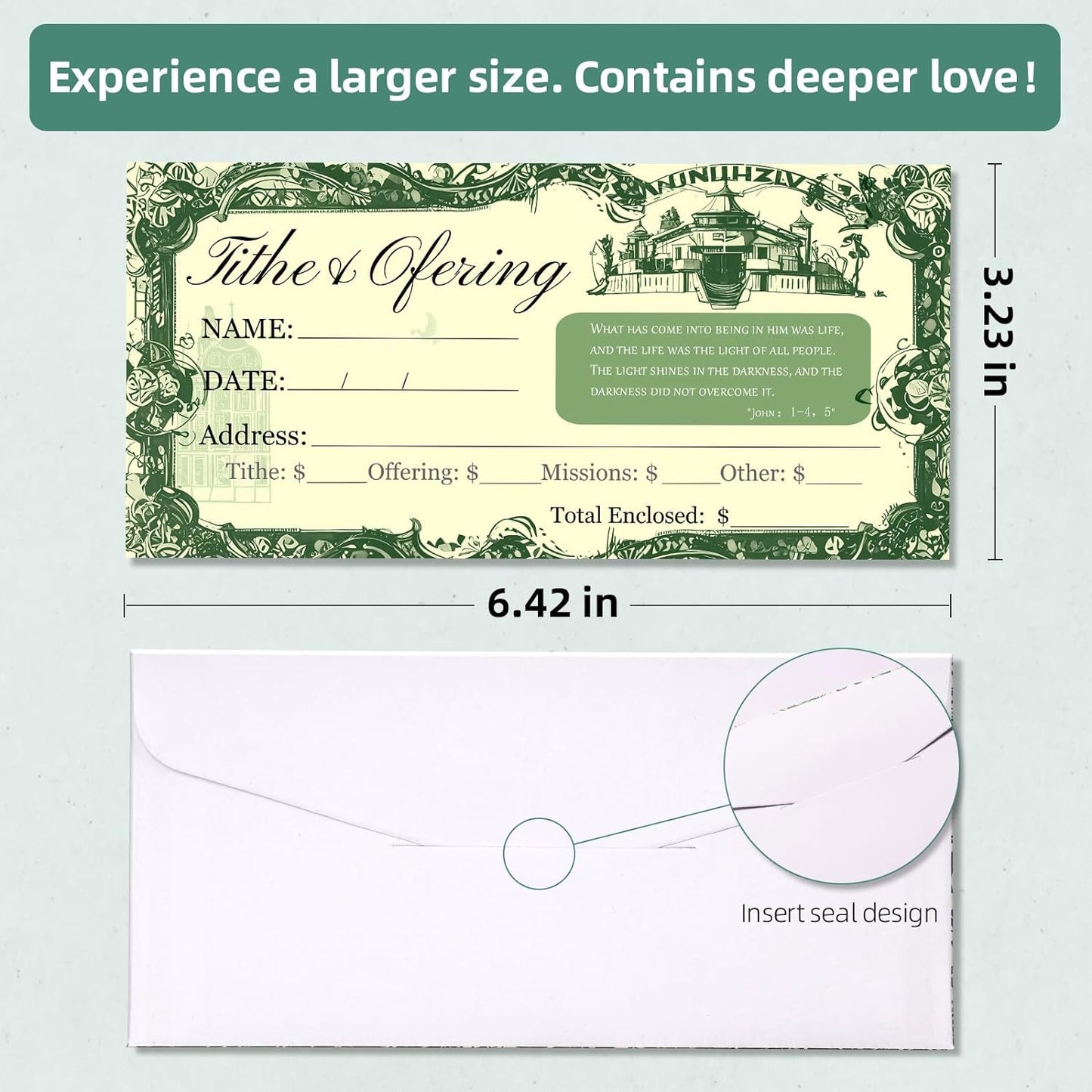200 PCS 6.42 X 3.23 Inch Church Offering Envelopes (Retro Style, 200)