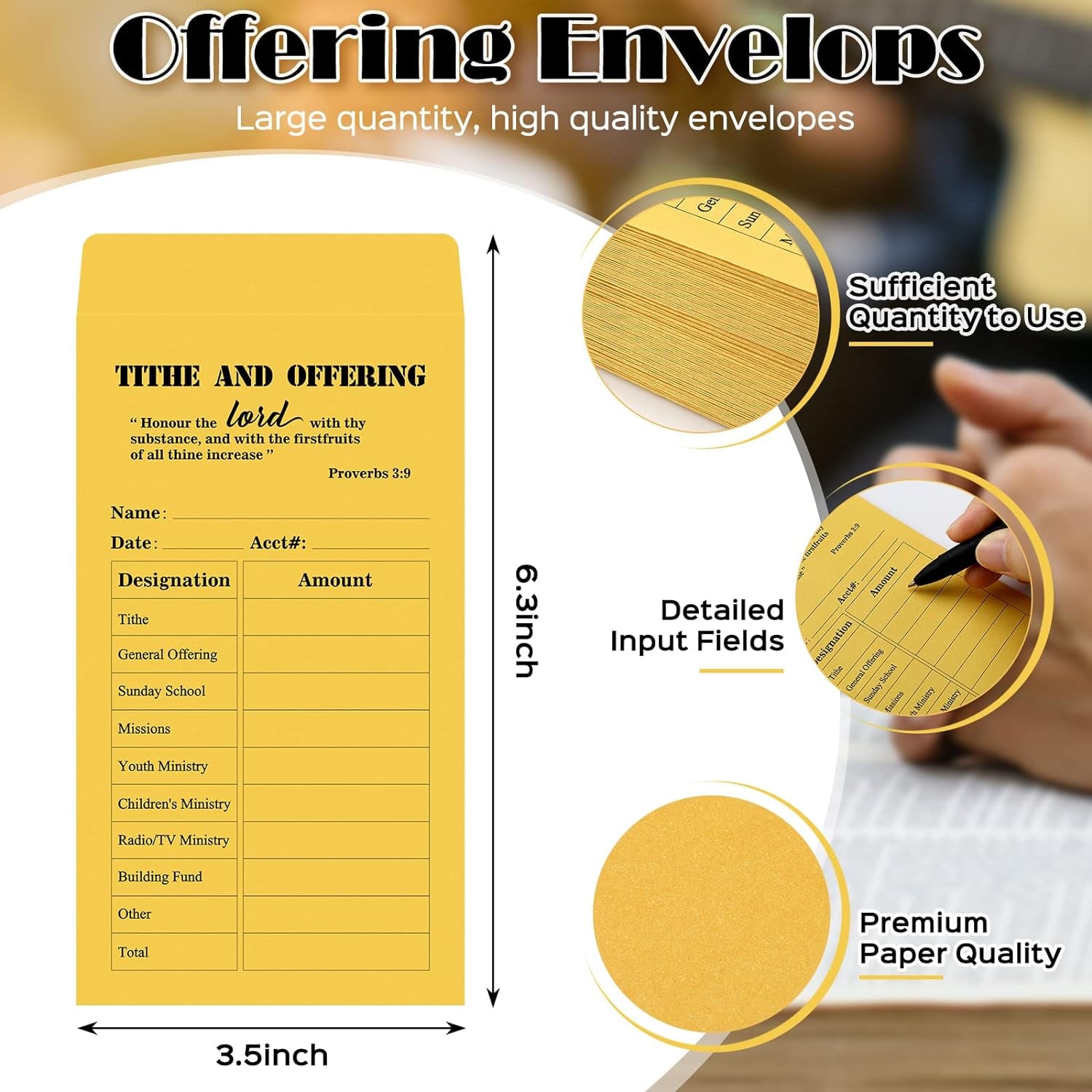 500 Pcs Tithes and Offering Envelopes for Church 6.3 X 3.5 Inches Church Supplies Tithe Envelopes for Church Saving Money Donation Supplies