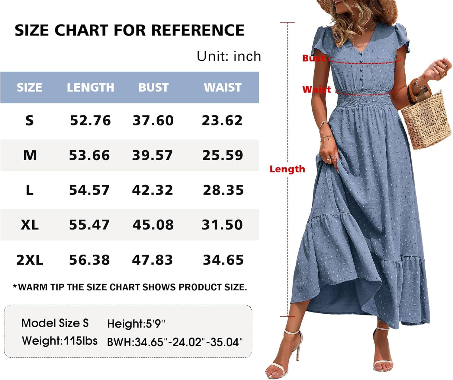 Womens Dresses 2024 Boho Short Sleeve V Neck Swiss Dot Ruffle Tiered Maxi Dress Smocked Long Cocktail Dresses