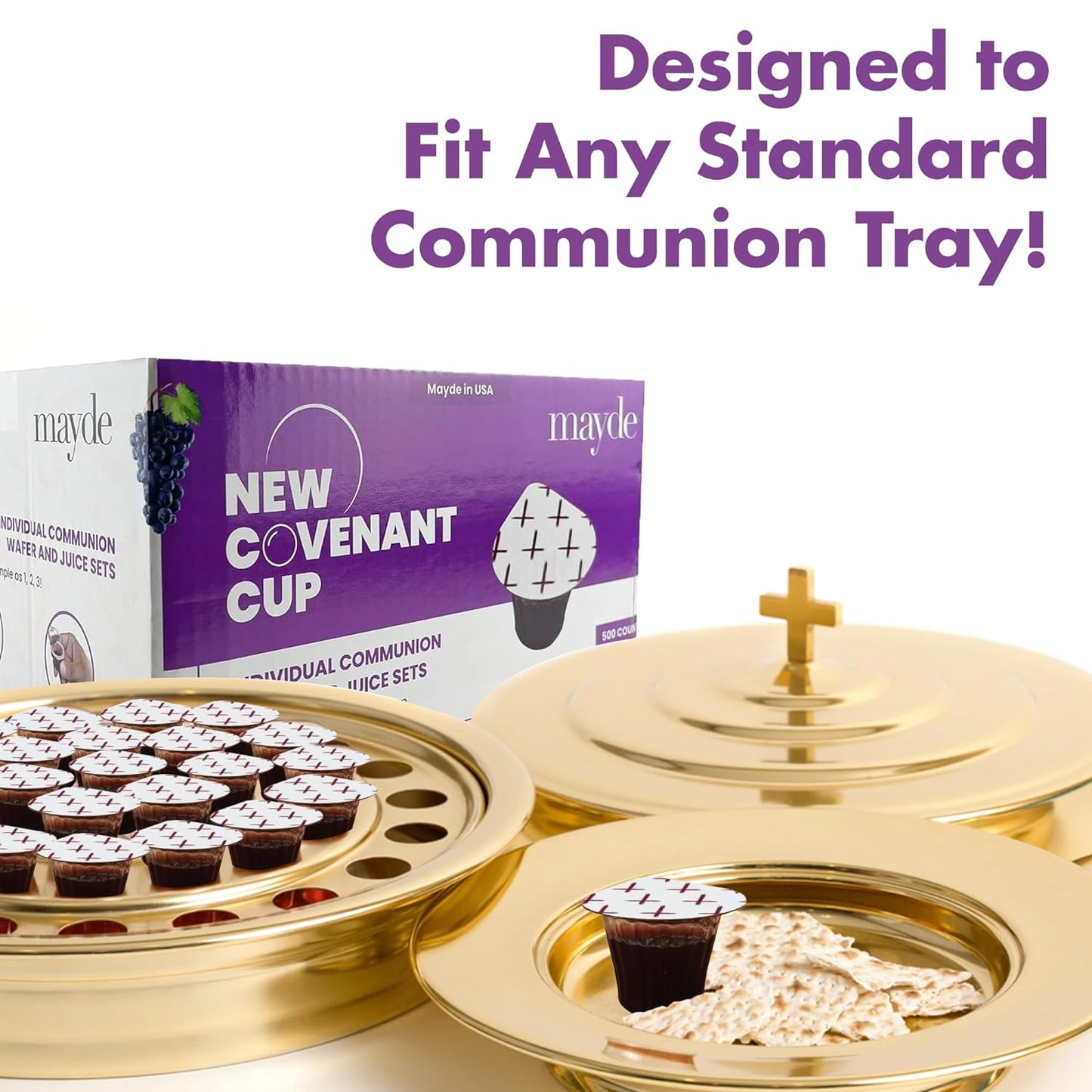 New Covenant Pre-Filled Communion Cups and Wafer Set (100 Count), Prefilled Double Lid Communion Cups Containing Concordia Grape Juice & Wafer Set with 1 Year Shelf Life