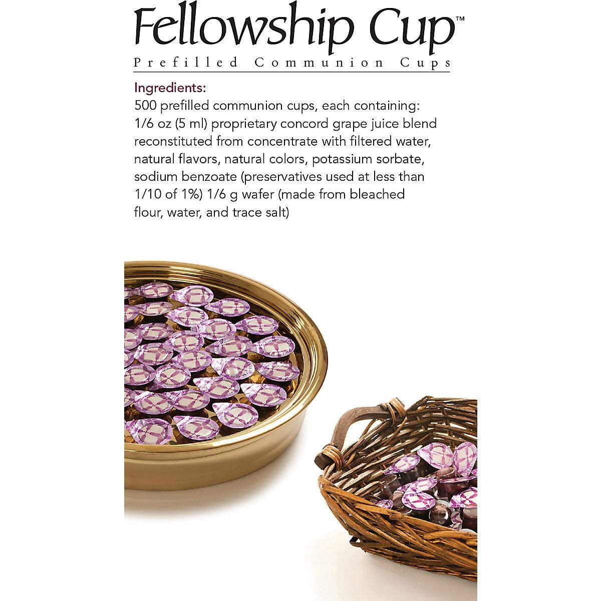 Pre-Filled Communion Fellowship Cup, Juice and Wafer Set, 500 Count