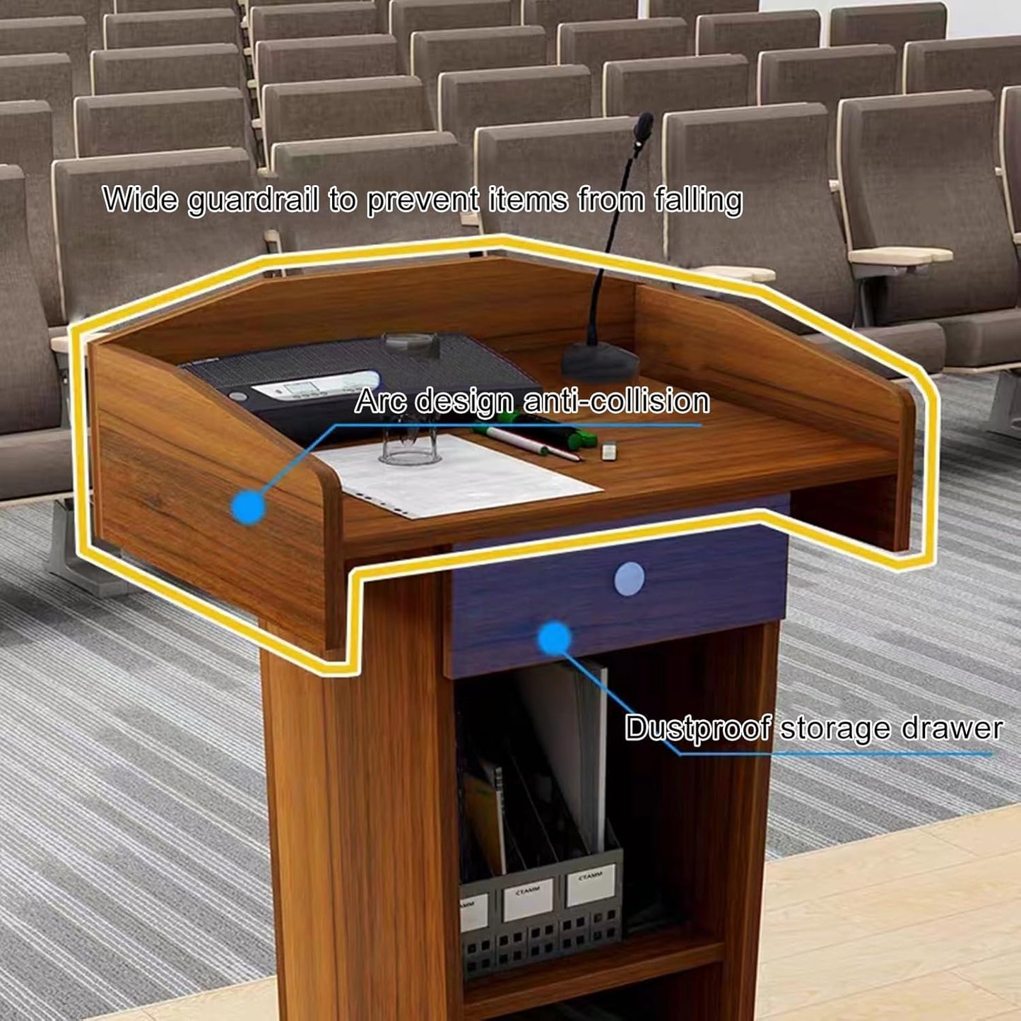 Lectern Podium Stand, Lectern Podium Stand,Wooden Lectern Podium Stand, Floor Standing Podiums,Church Pulpit Reception Desk for Classroom Churches Auditorium Meeting Room,Speaking Lectern