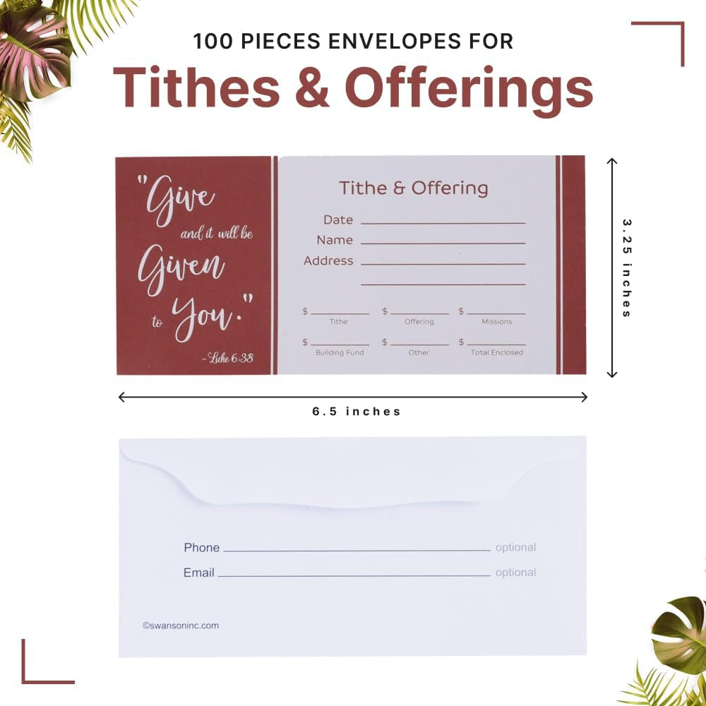 Cash Envelopes for Tithes and Offering Church Supplies Pack of 100 - GIVE (NIV Scripture) Tithe Offering Envelopes for Church Fits Cash & Coins Envelopes for Checks