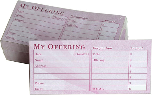 Church Offering/Tithe Donation Envelopes, Simple Design, Easy-Open Tab, Blank Designation Lines, Fits Bills & Checks, Visitor Card/Information Form, Malachi 3:10 KJV Verse - Burgundy - Package of 125