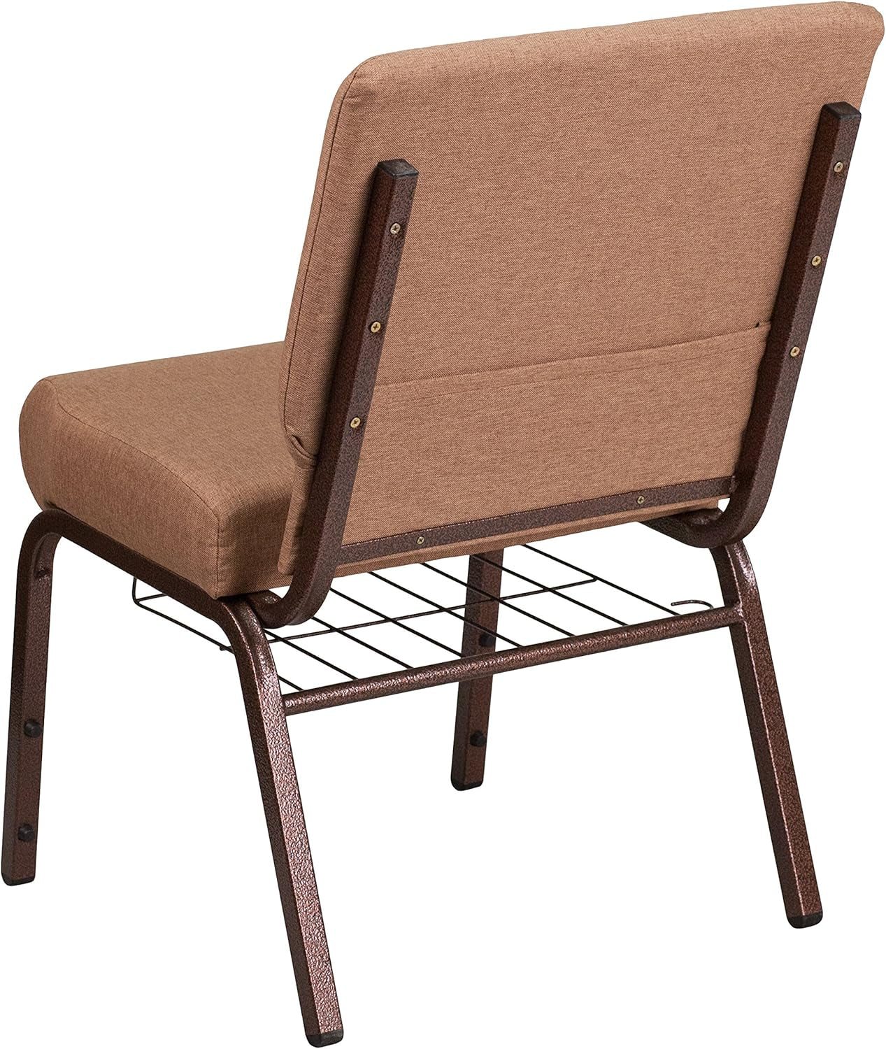 4 Pack HERCULES Series 21''W Church Chair in Caramel Fabric with Cup Book Rack - Copper Vein Frame