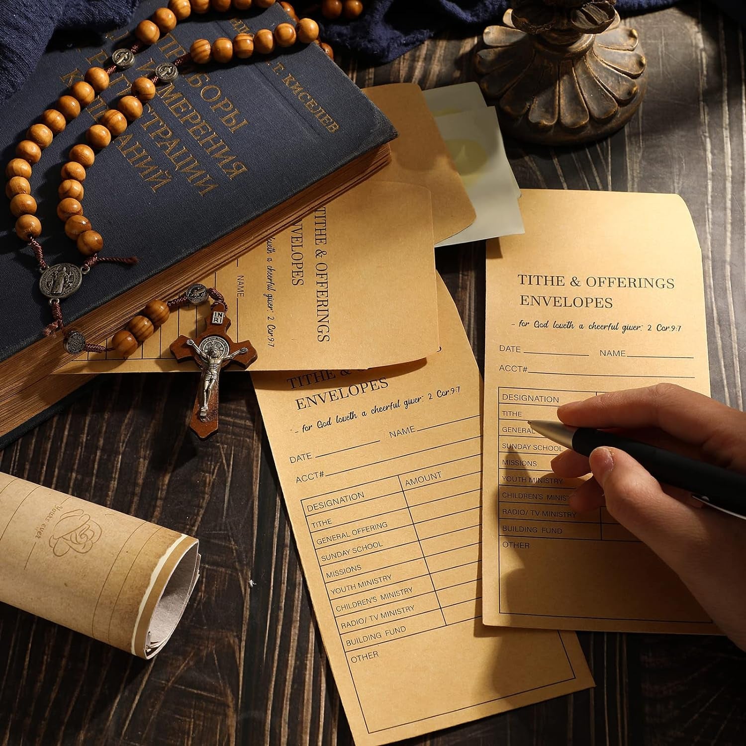 Church Supplies Tithe and Offering Envelope Kraft Offering Tithe Envelopes for Religious Church (200 Pieces)