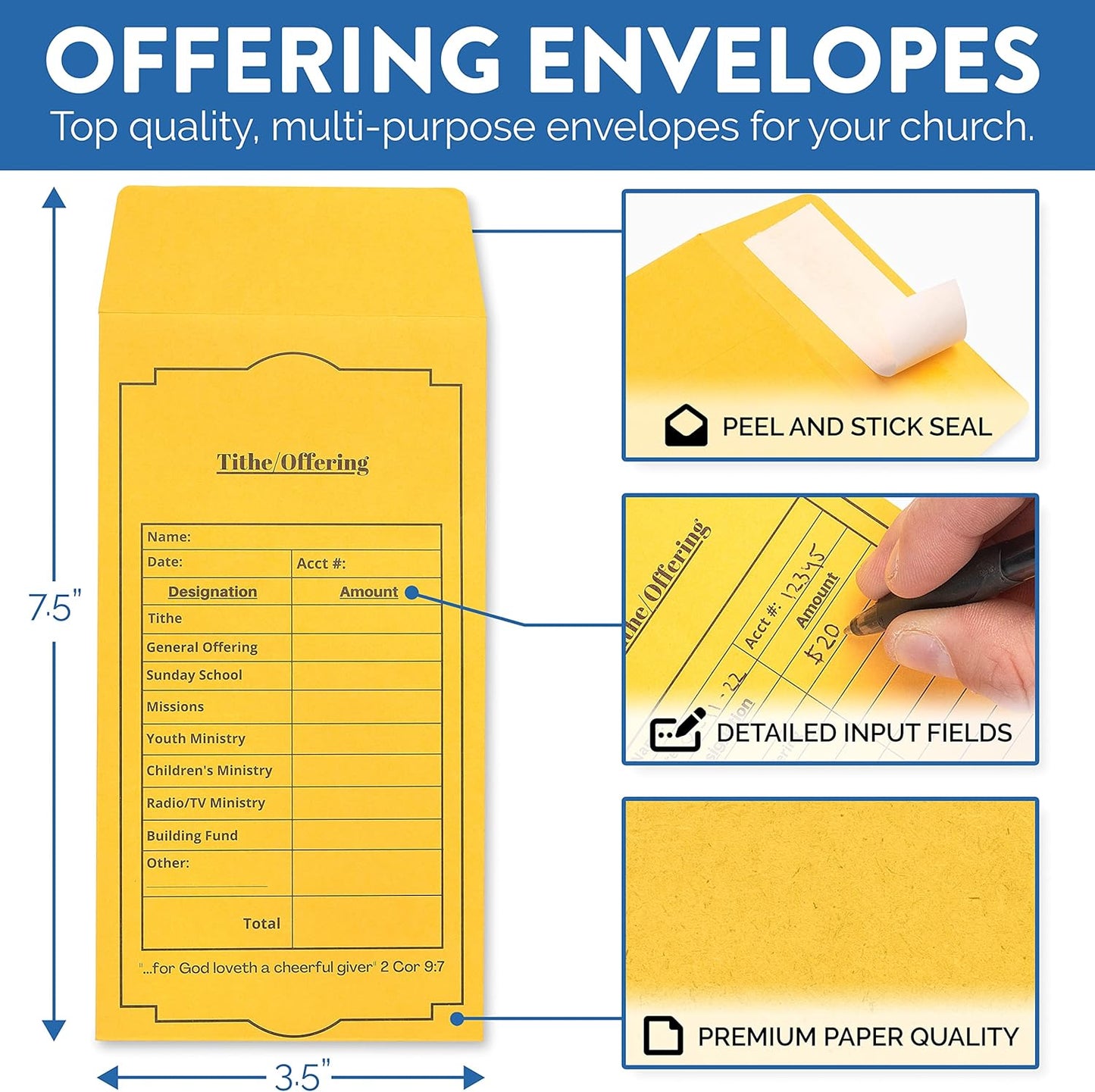500 CT Tithe and Offering Envelopes for Church | Church Offering Envelopes | Tithe Envelopes for Church | Tithing Envelopes | Church Envelopes for Offering