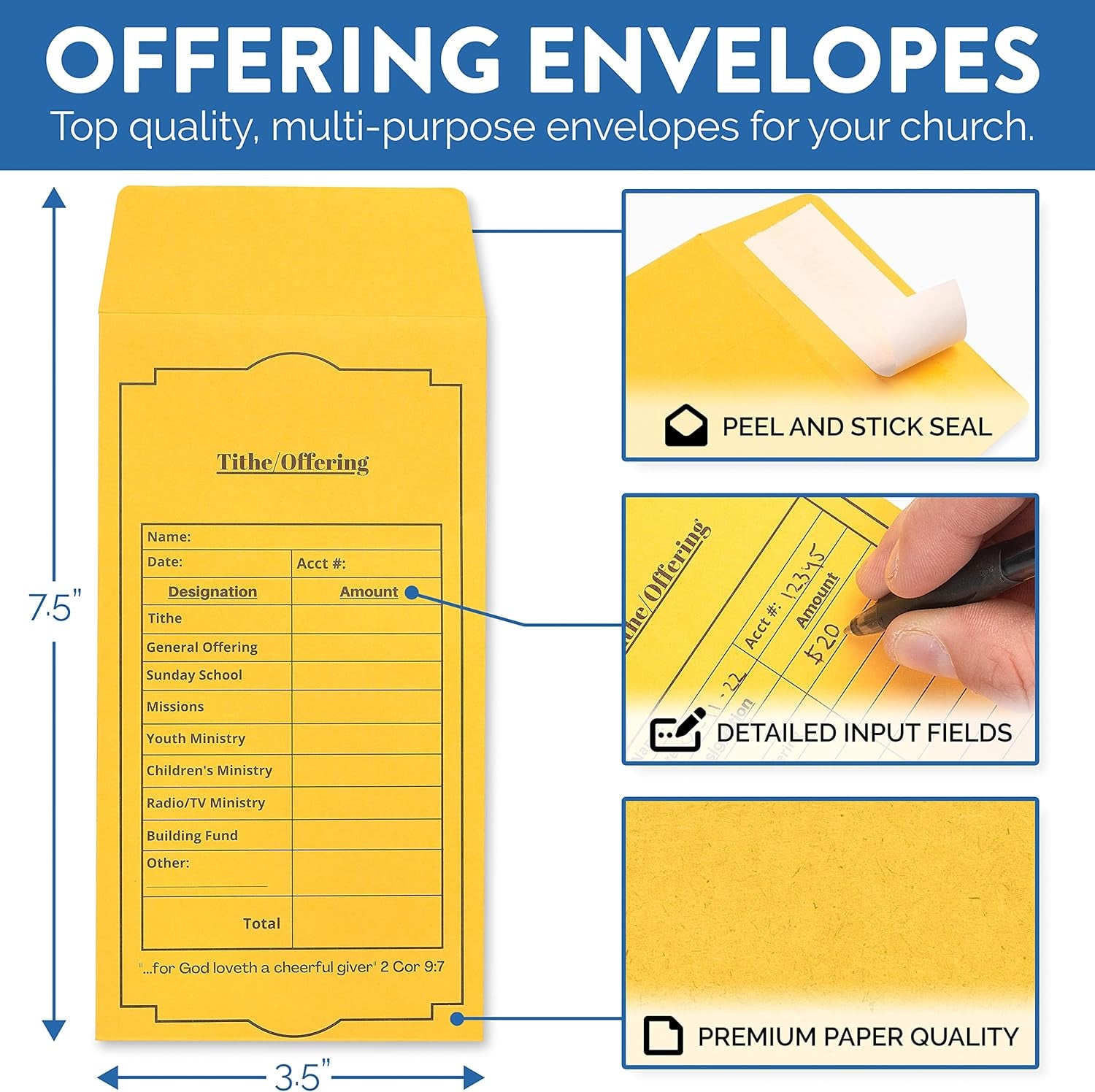 500 CT Tithe and Offering Envelopes for Church | Church Offering Envelopes | Tithe Envelopes for Church | Tithing Envelopes | Church Envelopes for Offering