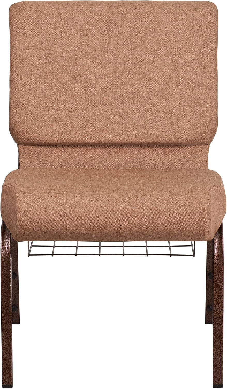 4 Pack HERCULES Series 21''W Church Chair in Caramel Fabric with Cup Book Rack - Copper Vein Frame