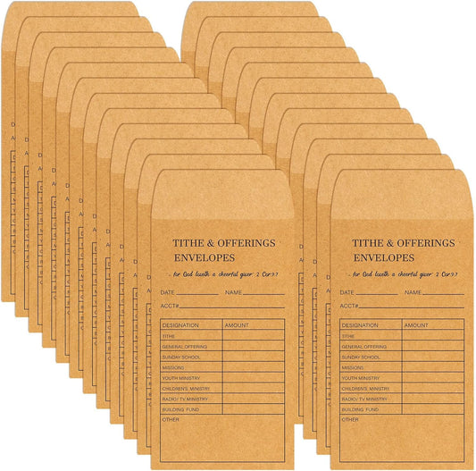 Church Supplies Tithe and Offering Envelope Kraft Offering Tithe Envelopes for Religious Church (200 Pieces)