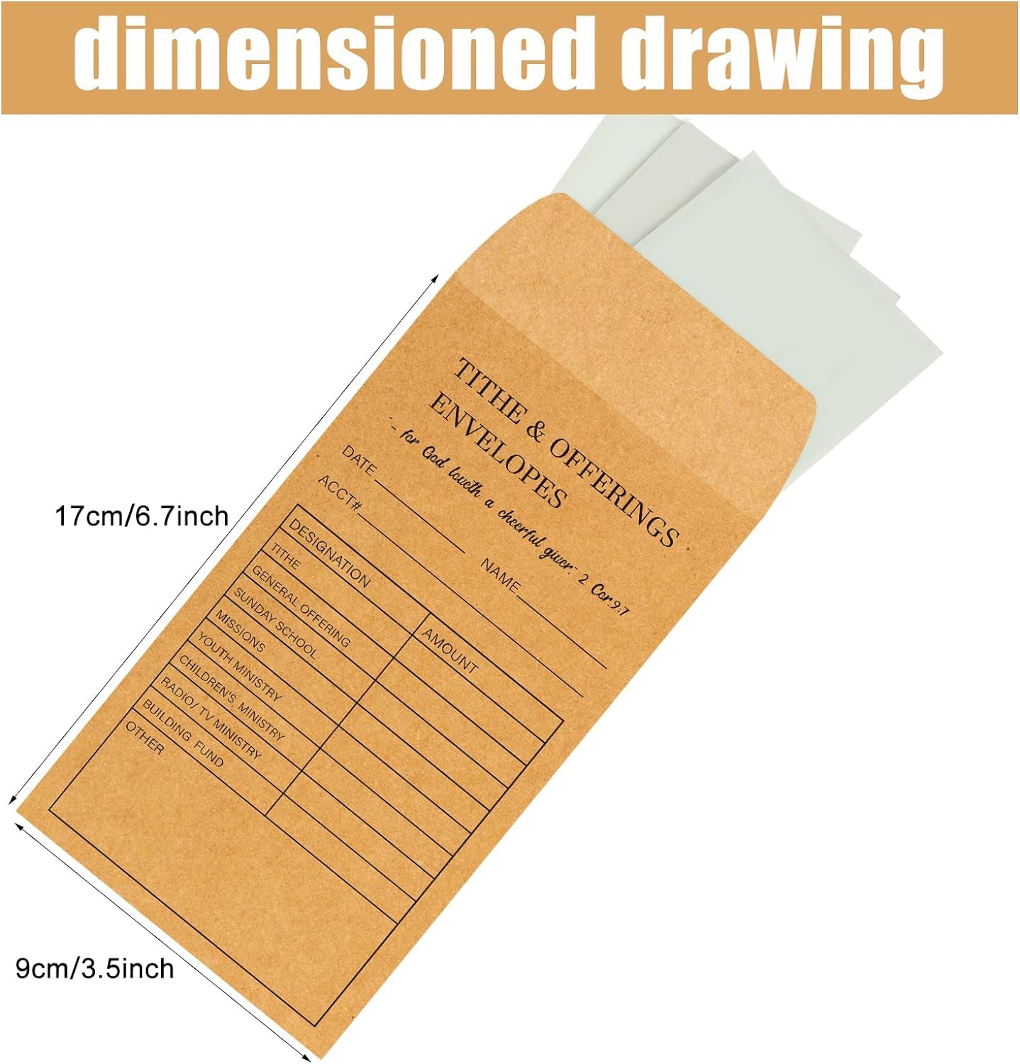 Church Supplies Tithe and Offering Envelope Kraft Offering Tithe Envelopes for Religious Church (200 Pieces)