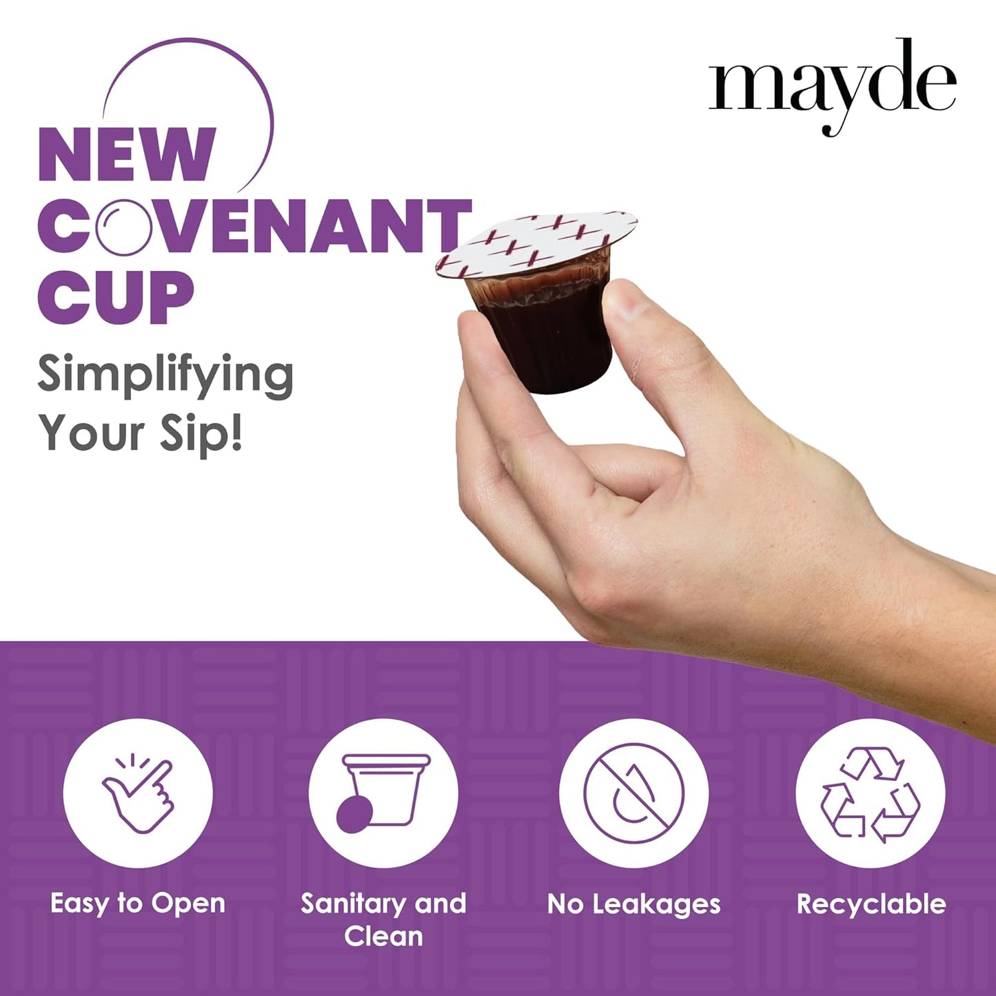 New Covenant Pre-Filled Communion Cups and Wafer Set (100 Count), Prefilled Double Lid Communion Cups Containing Concordia Grape Juice & Wafer Set with 1 Year Shelf Life